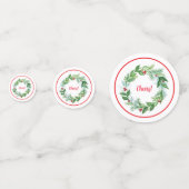 Handpainted Watercolor Christmas Holiday Wreath コンフェッティ (正面)