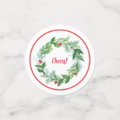 Handpainted Watercolor Christmas Holiday Wreath コンフェッティ (スモール正面)