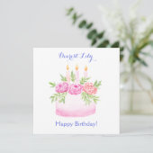Handpainted Watercolor Floral BIRTHDAY Cake CARD (スタンド正面)