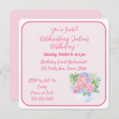 Handpainted Watercolor Flowers HAPPY BIRTHDAY  招待状 (正面/裏面)