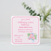 Handpainted Watercolor Flowers HAPPY BIRTHDAY  招待状 (スタンド正面)