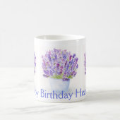 Handpainted Watercolor Lavender Floral BIRTHDAY コーヒーマグカップ (中央)
