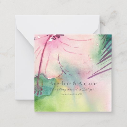 Handpainted watercolour Belizean hibiscus ノートカード (正面)