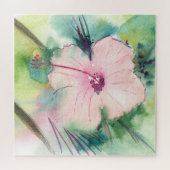 Handpainted Watercolour Belizean Hibiscus Flower ジグソーパズル (横)
