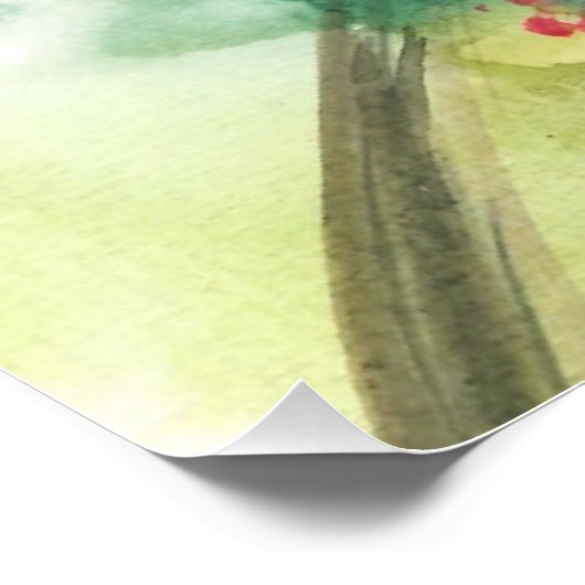 Handpainted Watercolour Belizean Hibiscus Flower ポスター (コーナー)