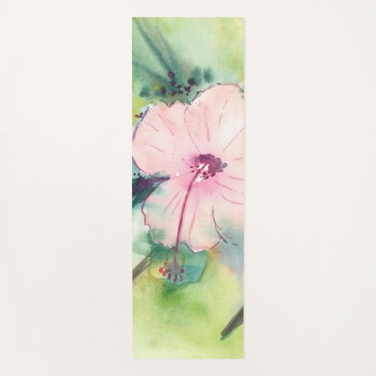 Handpainted Watercolour Belizean Hibiscus Flower ヨガマット (正面)