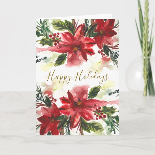 Handpainted Watercolour Poinsettas カード (正面)