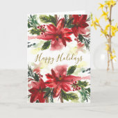 Handpainted Watercolour Poinsettas カード (黄色い花)