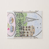 Handpainted Whimsical Paris and Eiffel Tower ジグソーパズル (横)