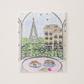 Handpainted Whimsical Paris and Eiffel Tower ジグソーパズル (縦)