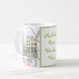 Handpainted Whimsical Paris Drawing PERSONALIZE コーヒーマグカップ