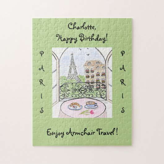 Handpainted Whimsical Paris Eiffel Tower CUSTOMIZE ジグソーパズル (縦)