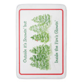 Handpainted Winter Trees Outside Snow Fires Glowin バスマット (正面縦)