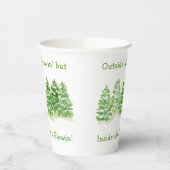 Handpainted Winter Trees Outside Snow Fires Glowin 紙コップ (左)