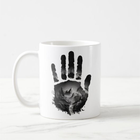 Handprint Nature Scene マグカップ - 山のワイルド (左)