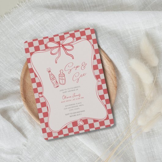 Handrawn, Sip and see baby shower 招待状