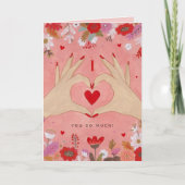 Hands かわいらし in LoveサインValentine Greeting Card シーズンカード (正面)