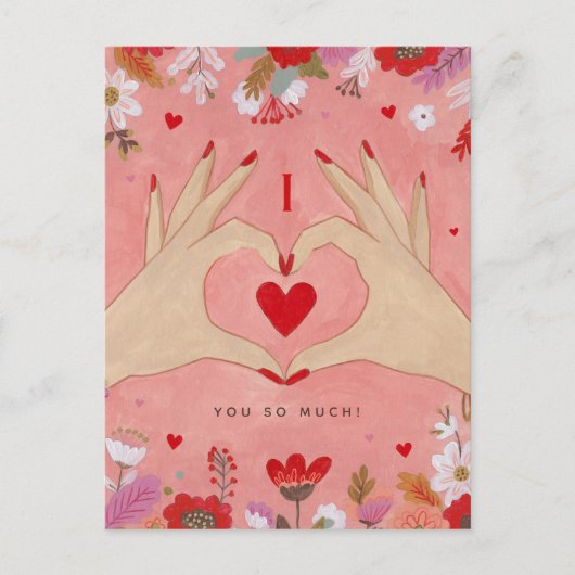 Hands かわいらし in LoveサインValentine Greeting Card シーズンポストカード (正面)