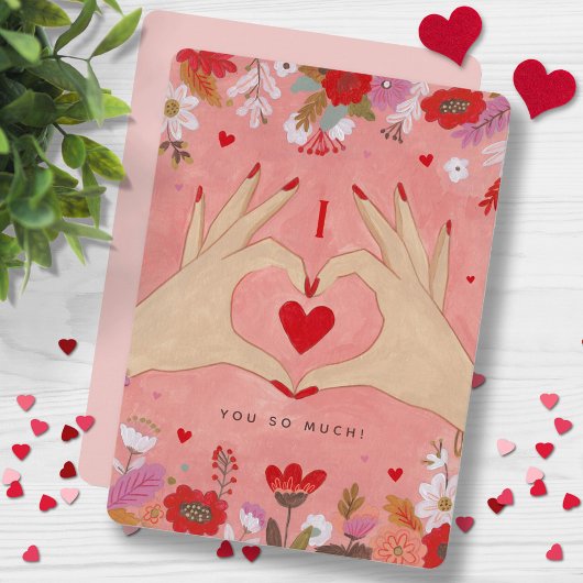 Hands かわいらし in LoveサインValentine Greeting Card 招待状