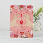 Hands かわいらし in LoveサインValentine Greeting Card 招待状 (スタンド正面)