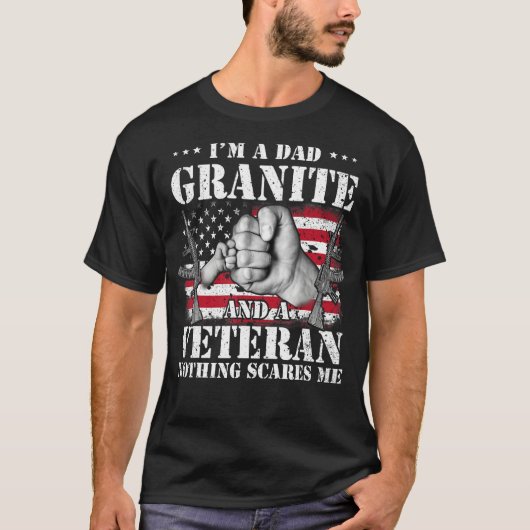 Hands Flag I m A Dad Granite And A Veteran Nothing Tシャツ (正面)