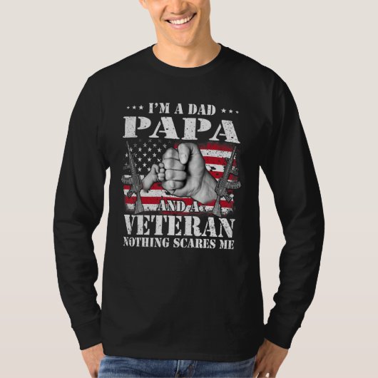 Hands Flag I m A Dad Papa And A Veteran Nothing Sc Tシャツ (正面)