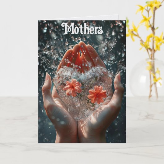 Hands Holding A Heart Greeting Card カード (黄色い花)