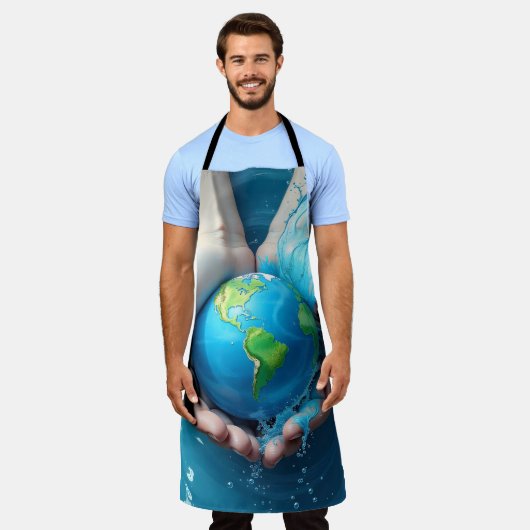 Hands Holding Earth Apron エプロン (着用した状態)