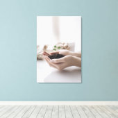 Hands Holding Seedling Growth Hope キャンバスプリント (インサイチュ (ウッドフロア))