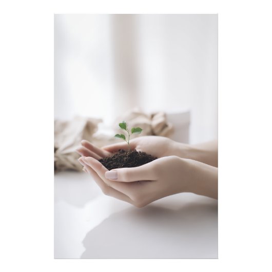 Hands Holding Seedling Growth Hope フォトプリント (正面)