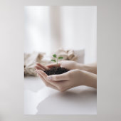 Hands Holding Seedling Growth Hope ポスター (正面)