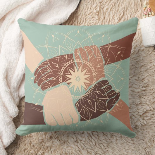 Hands in Harmony with Mandala クッション (ブランケット)