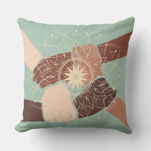 Hands in Harmony with Mandala クッション (正面)