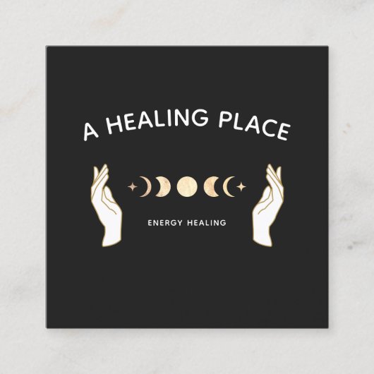 Hands Moon Phases Energy Worker スクエア名刺 (正面)