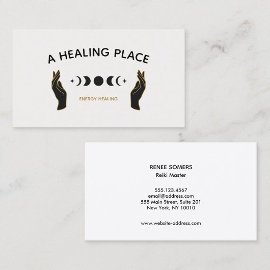 Hands Moon Phases Energy Worker 名刺 (正面/裏面)