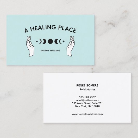 Hands Moon Phases Energy Worker 名刺 (正面/裏面)