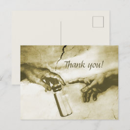 Hands of God and AdamファインアートParody Thank You ポストカード