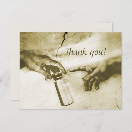 Hands of God and AdamファインアートParody Thank You ポストカード (正面/裏面)
