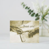 Hands of God and AdamファインアートParody Thank You ポストカード (スタンド正面)