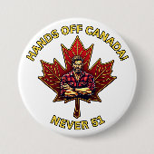 Hands Off Canada, Never 51, Maple Leaf Lumberjack 缶バッジ (正面)