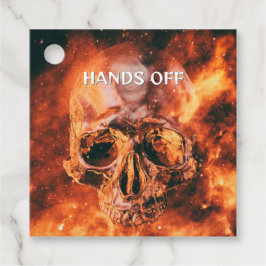 Hands Off. Flaming skull in space フェイバータグ