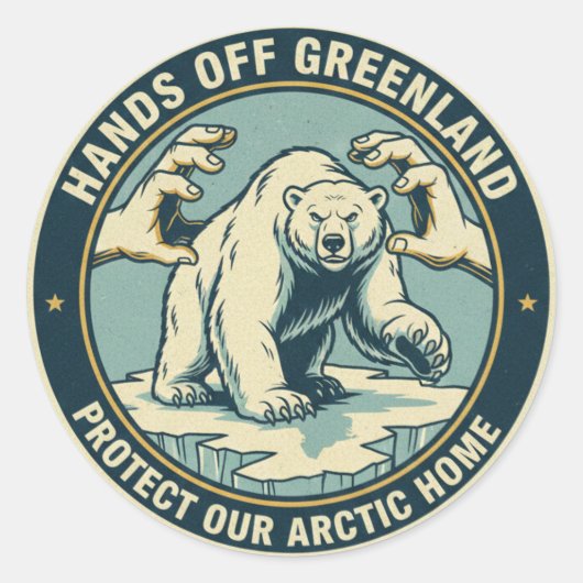 Hands Off Greenland Polar Bear  ラウンドシール (正面)