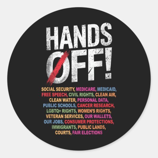 Hands Off My Social Security 2025 Repetition ラウンドシール (正面)