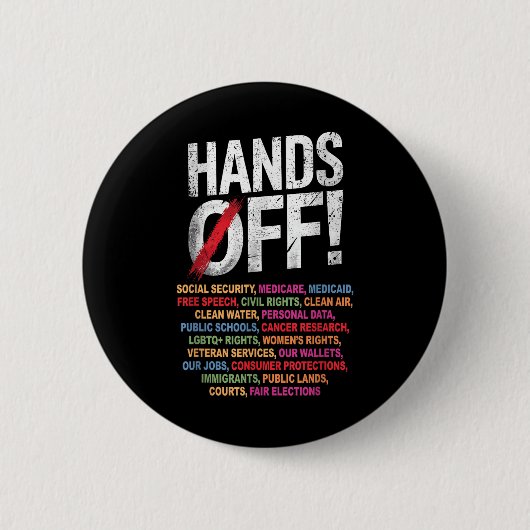 Hands Off My Social Security 2025 Repetition 缶バッジ (正面)