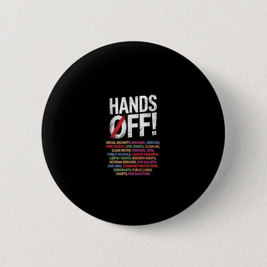 Hands Off My Social Security 2025 Repetition Long  缶バッジ (正面)
