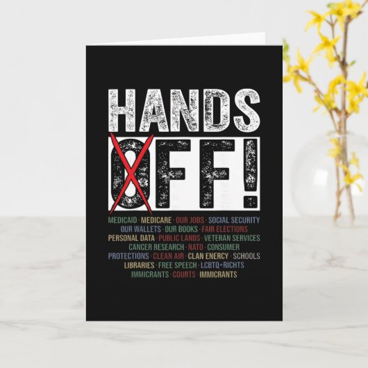 Hands Off Our Rights Protect Democracy  カード (黄色い花)