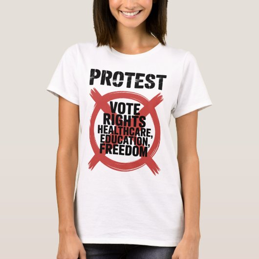Hands Off Protest Vote Rights Healthcare Education Tシャツ (正面)