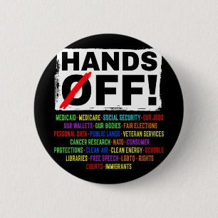 Hands Off Social Securityデモに対する抗議デモに対す救る反応 缶バッジ