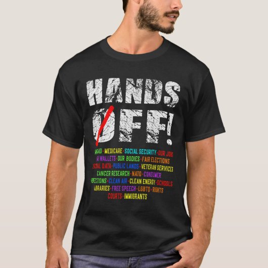 Hands Off Social Securityデモに対する抗議デモに対す救る反応 Tシャツ (正面)