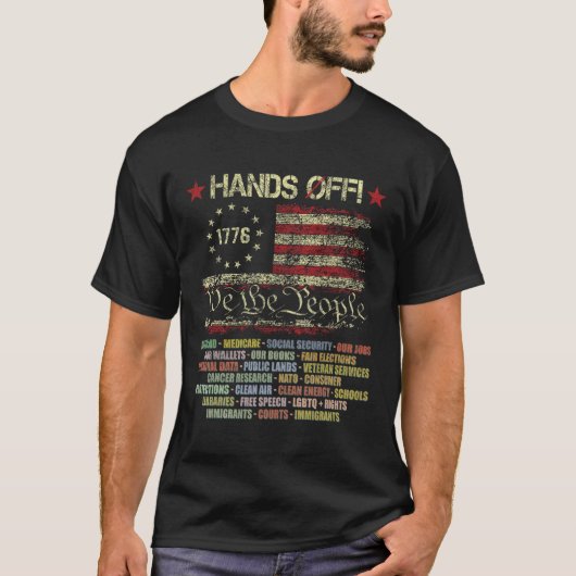 Hands Off Social Securityデモに対する抗議デモに対す救る反応 Tシャツ (正面)